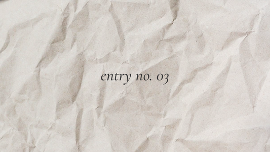 soft paper background with ‘entry no. 03’ written in script